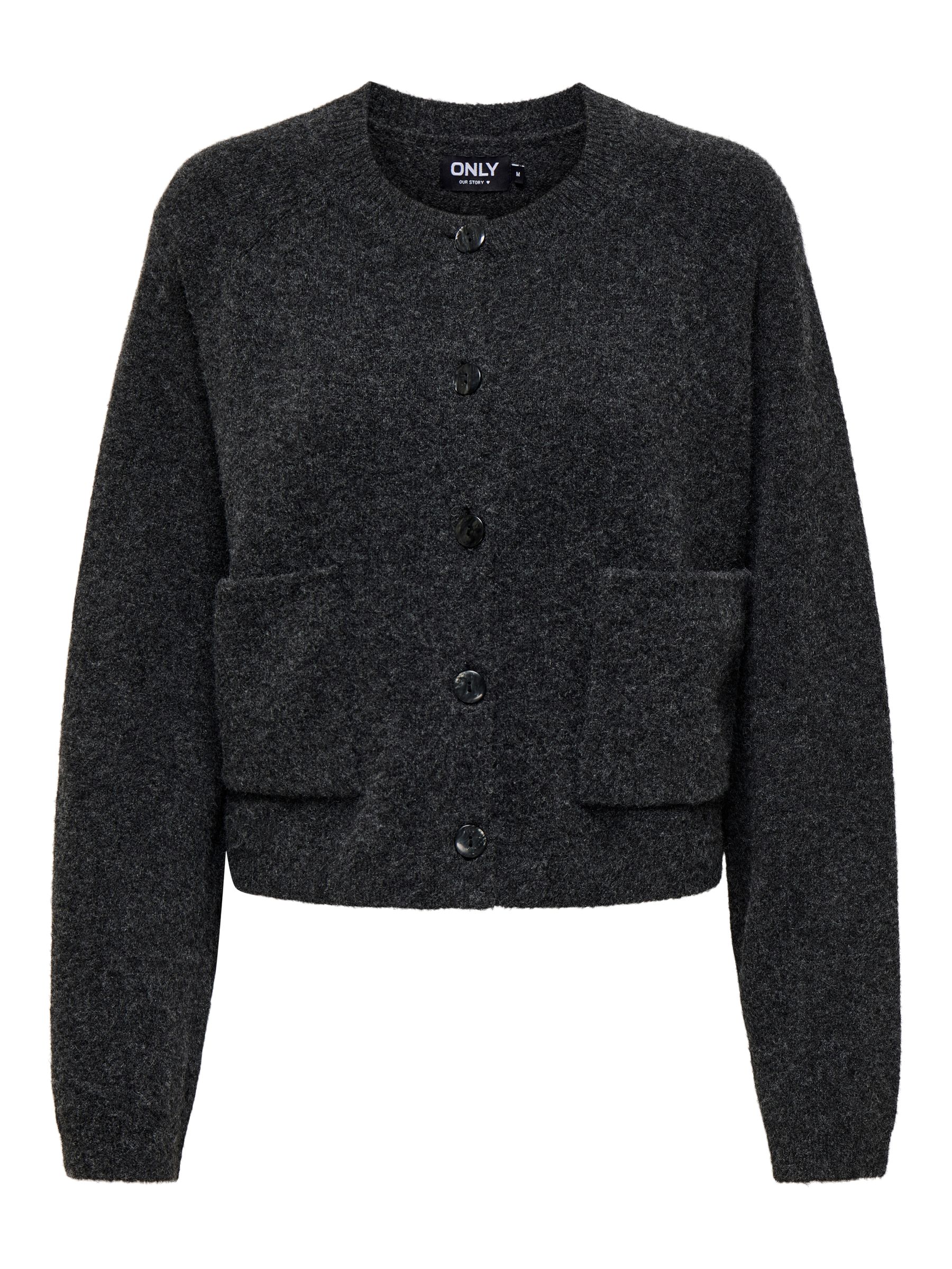 Only Strickcardigan mit Knöpfen und aufgesetzten Taschen – Dunkelgrau, Bild 1