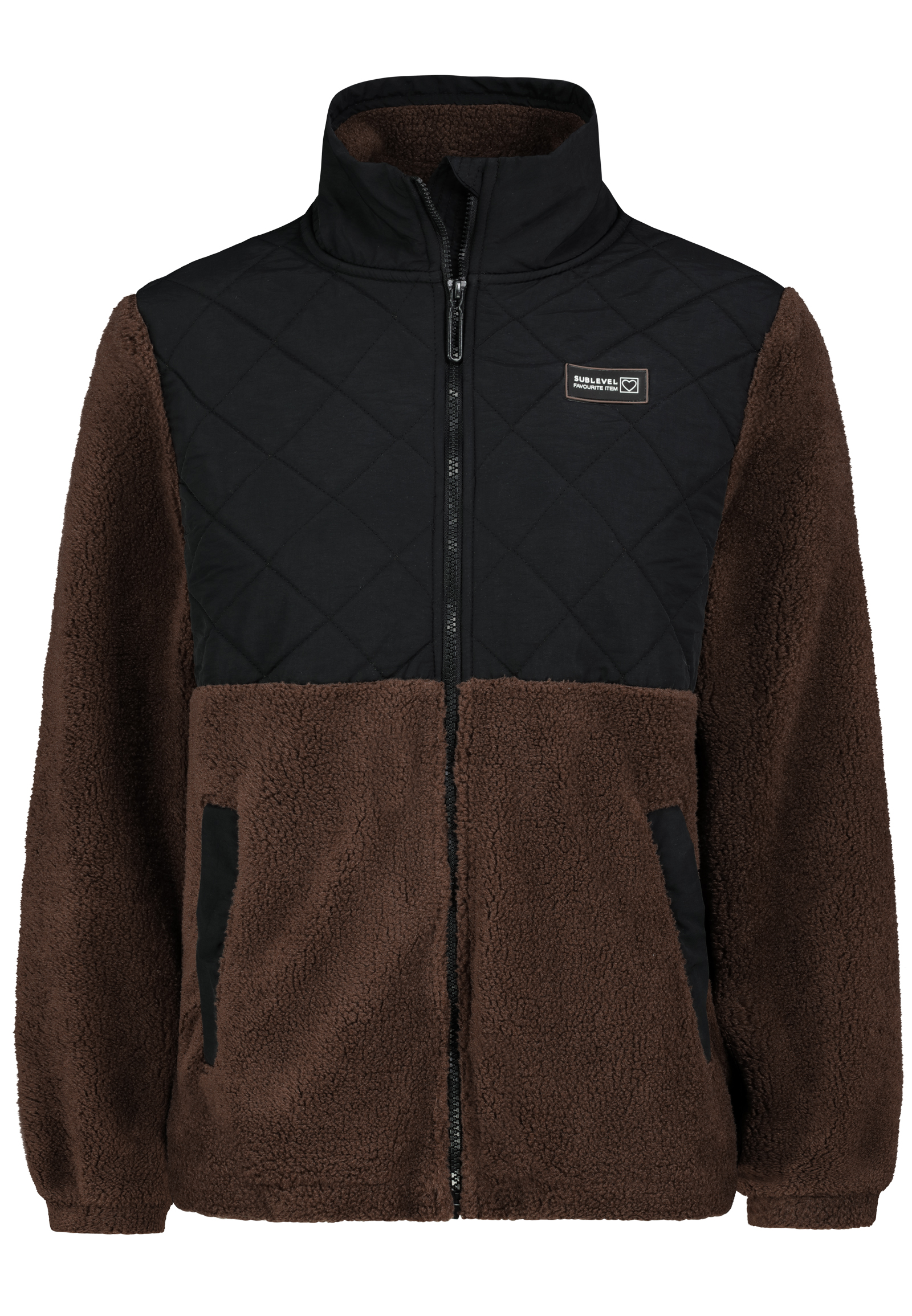 Steppjacke mit Teddyfleece Stehkragen Seitentaschen Gummizug Steppjacke mit Teddyfleece Stehkragen Seitentaschen Gummizug