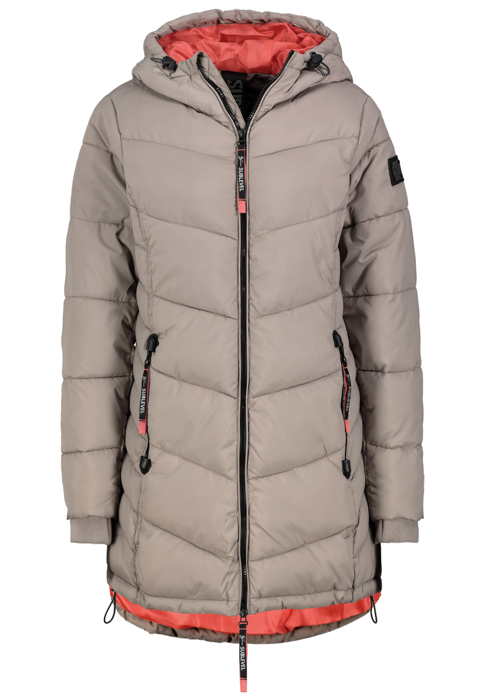 Sublevel Warme Winterjacke mit Kapuze und Reißverschlusstaschen – Braun, Bild 1