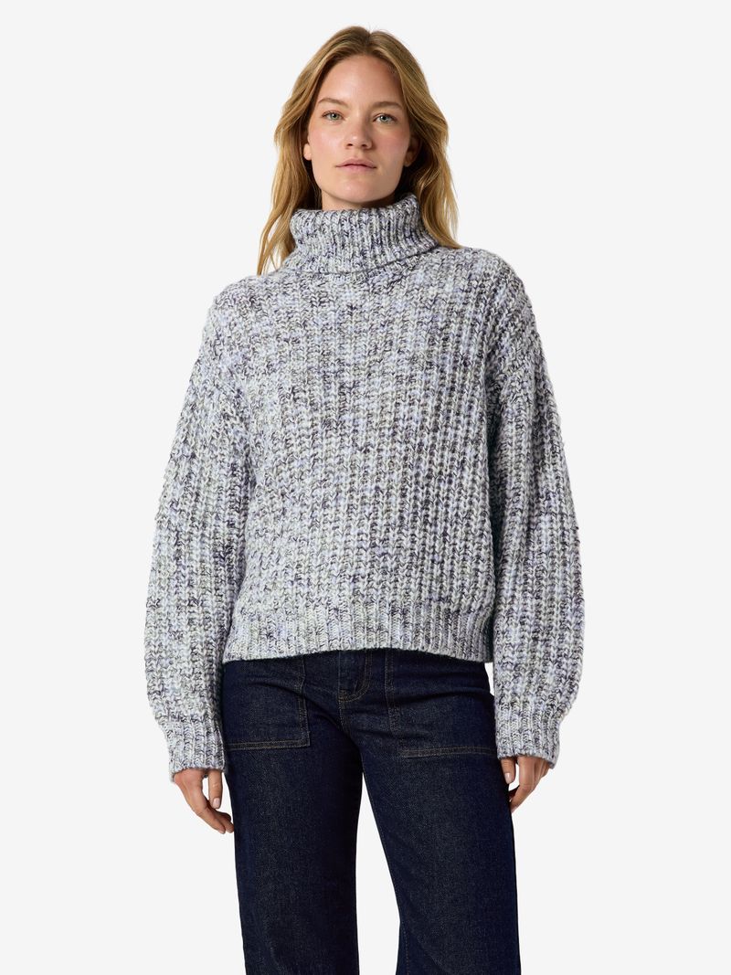 Noisy May Pullover mit Rollkragen und grobem Strickmuster – Grau, Bild 2