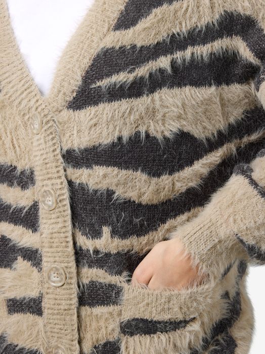 Noisy May Modische Strickjacke mit Animal-Muster und Knöpfen – Braun, Bild 4