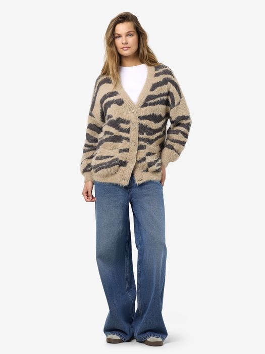 Noisy May Modische Strickjacke mit Animal-Muster und Knöpfen – Braun, Bild 5