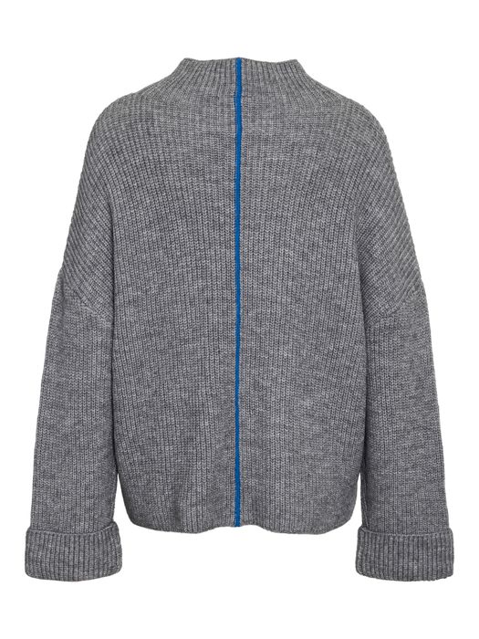 Noisy May Strickpullover mit Rippstruktur und Kontrastnähten – Grau, Bild 3