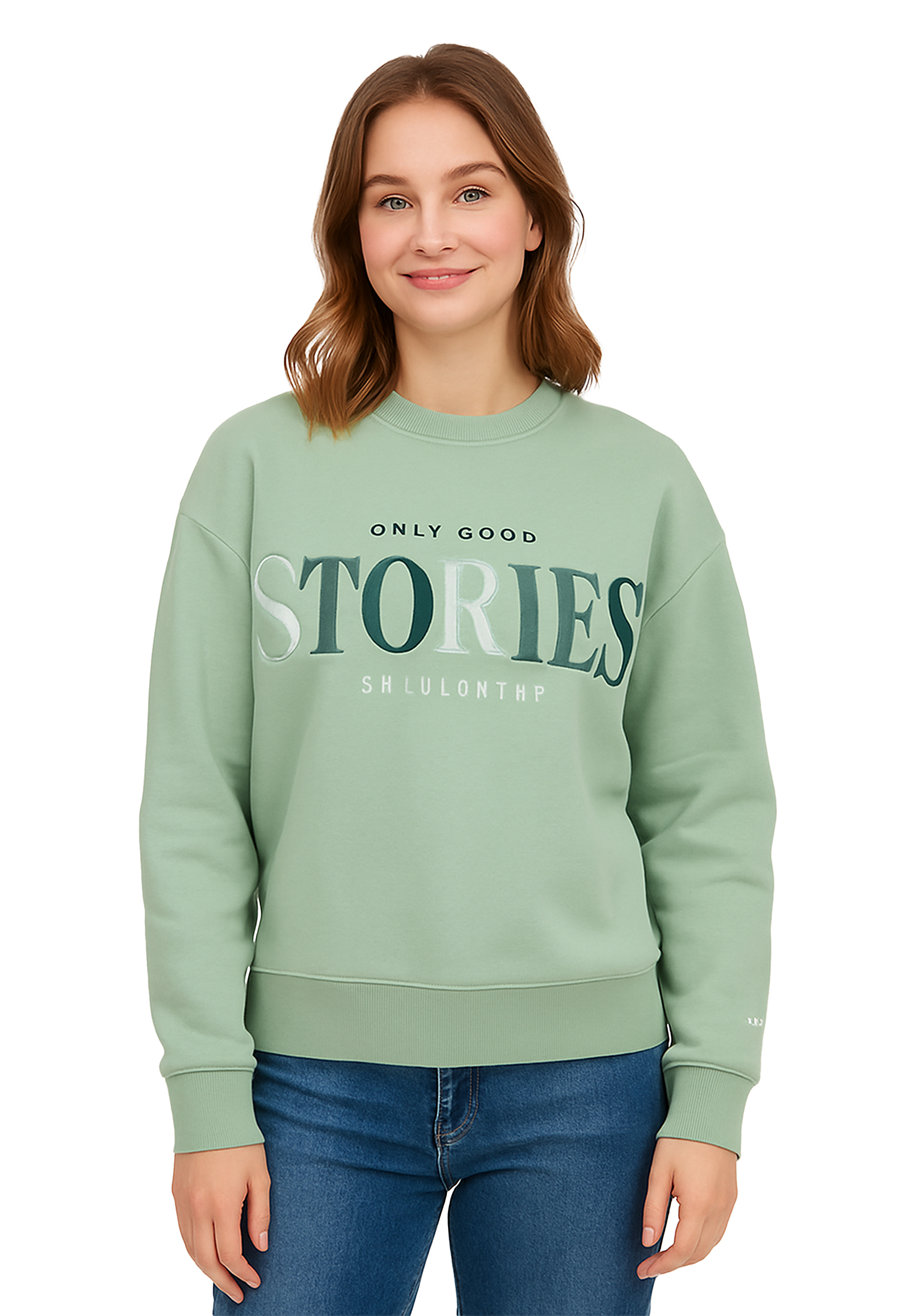 Pullover mit Schriftzug good mood club vorne Pullover mit Schriftzug good mood club vorne