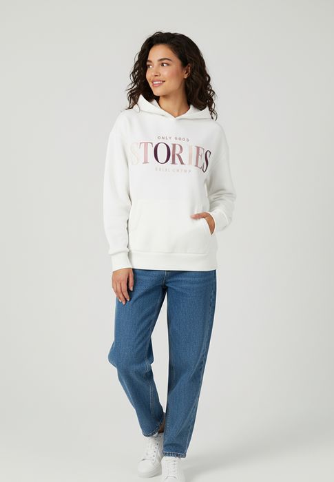 Kapuzensweatshirt mit Schriftzug, Farbe: Weiß-3