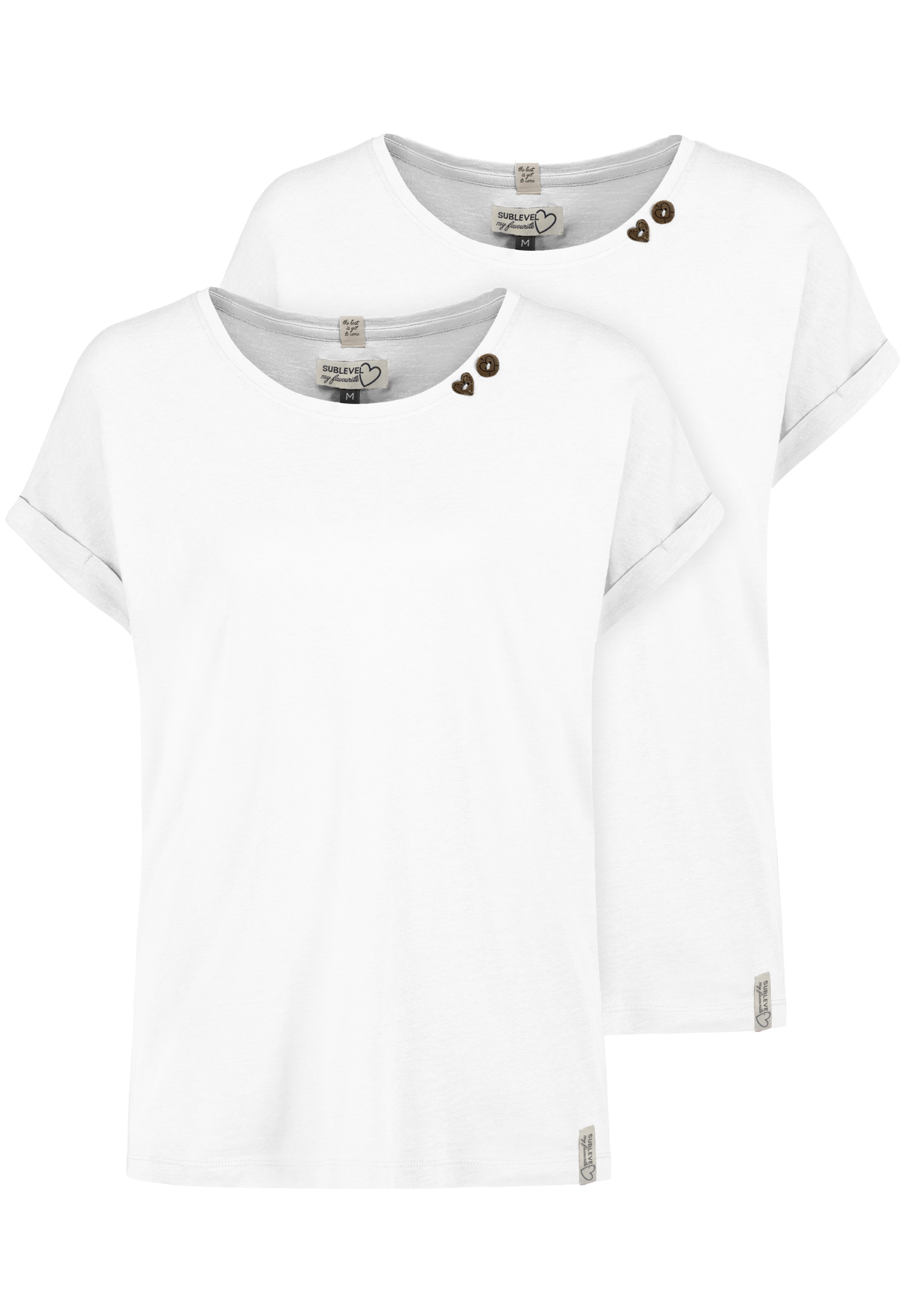 D12041AH02460E1PK2_22000_V.jpg Design T-Shirts 2er-Pack Knopfdetails Umschlagärmel