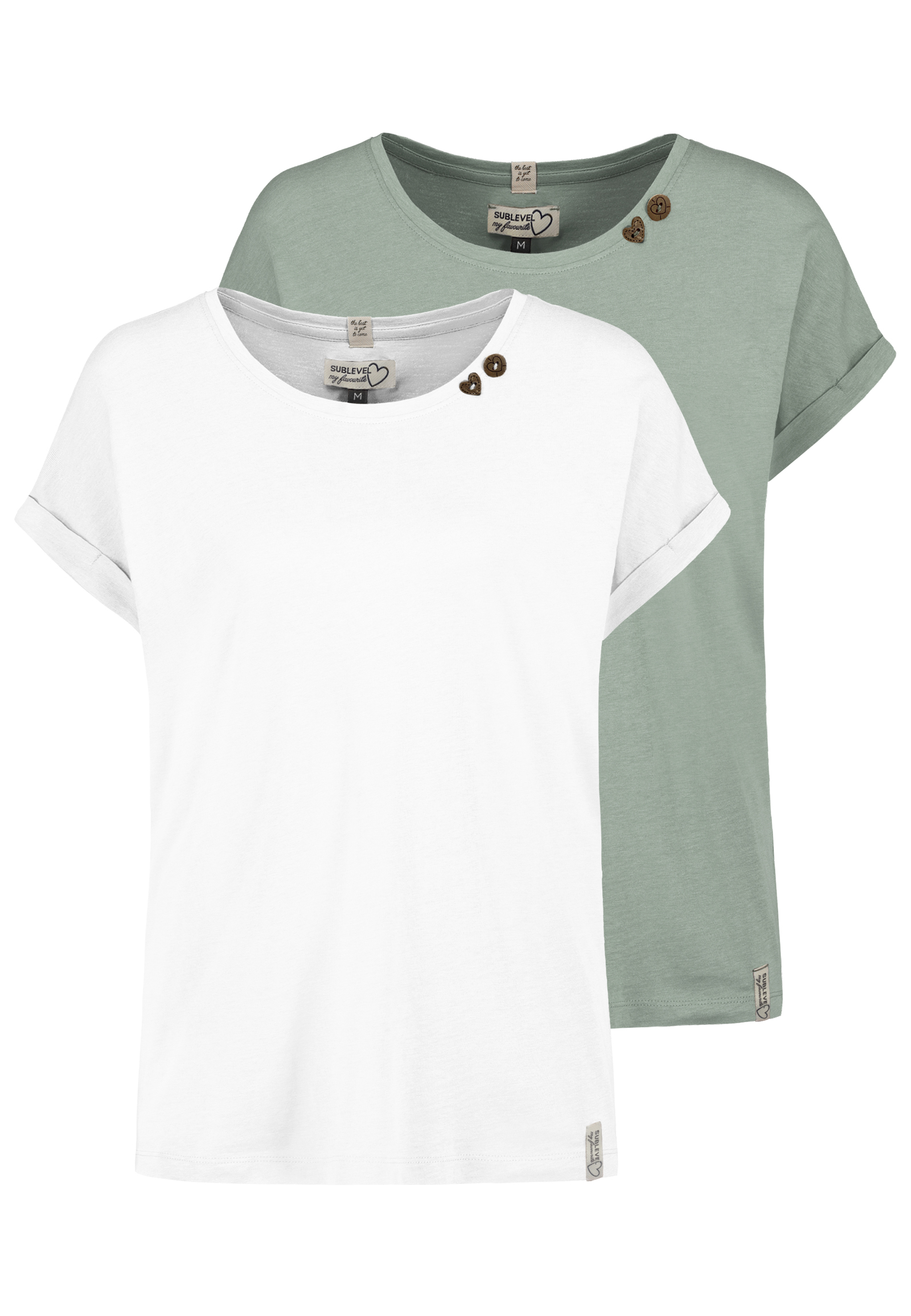 D12041AH02460E2PK2_29000_V.jpg Design T-Shirts im 2er-Pack mit Knopfdetails Umschlagärmeln