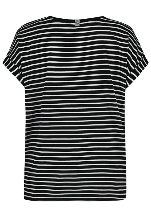 Sublevel Design T-Shirts 2er-Pack Knopfdetails Umschlagärmel – Weiß-Schwarz, Bild 3