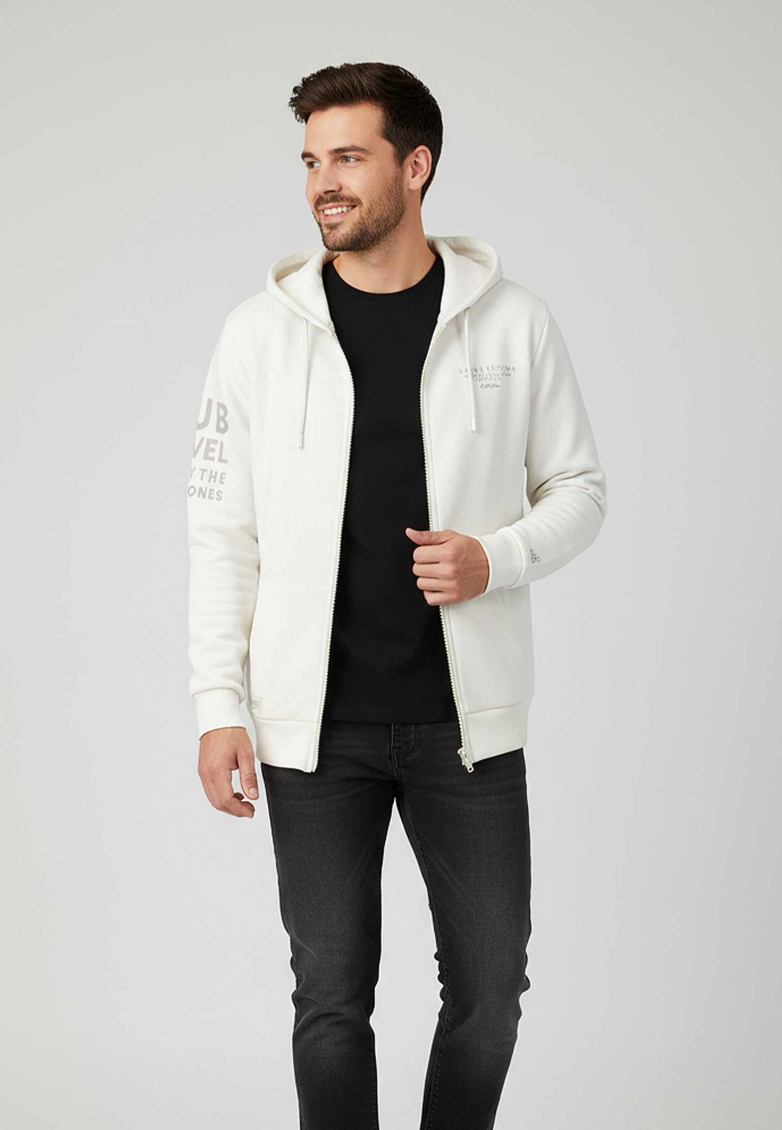 Sublevel Sublevel Sweat Zip Hood mit urbanem Design und Schriftzug Details – Weiß, Bild 2
