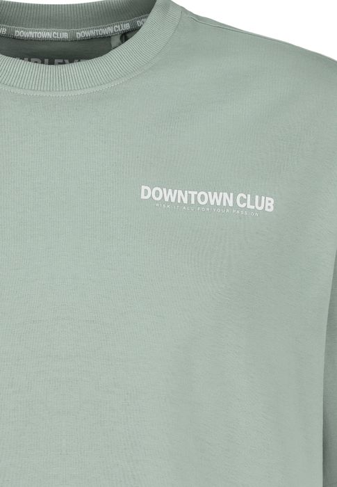 Sublevel Oversized T-Shirt mit Downtown Club Logo Slogan, Farbe: Hellgrün