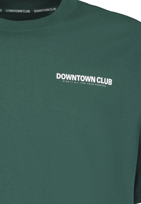Sublevel Oversized T-Shirt mit Downtown Club Logo Slogan, Farbe: Grün