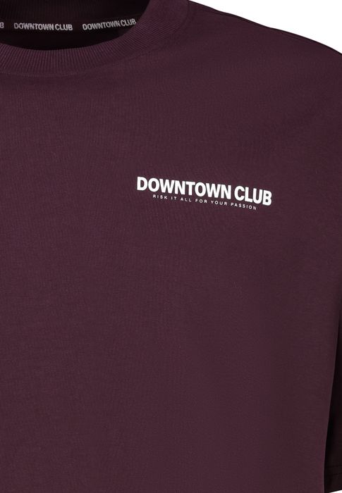 Sublevel Oversized T-Shirt mit Downtown Club Logo Slogan, Farbe: Rot