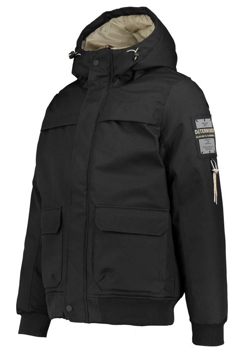 Hochwertige Outdoorjacke mit Kapuze und funktionalen Taschen, Farbe: Schwarz