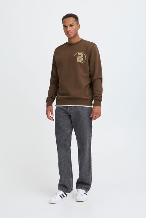 BLEND Langärmliges Shirt mit Rundhals und gestreiftem Muster, Farbe: Braun