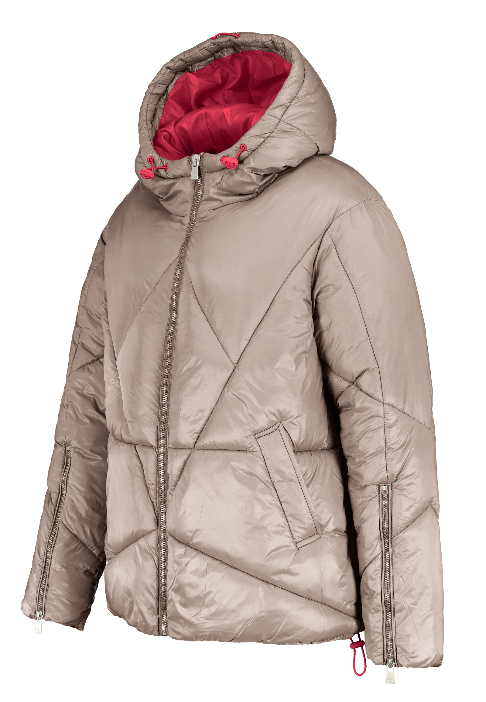 Steppjacke mit Kapuze und Reißverschluss für kühles Wetter Steppjacke mit Kapuze und Reißverschluss für kühles Wetter