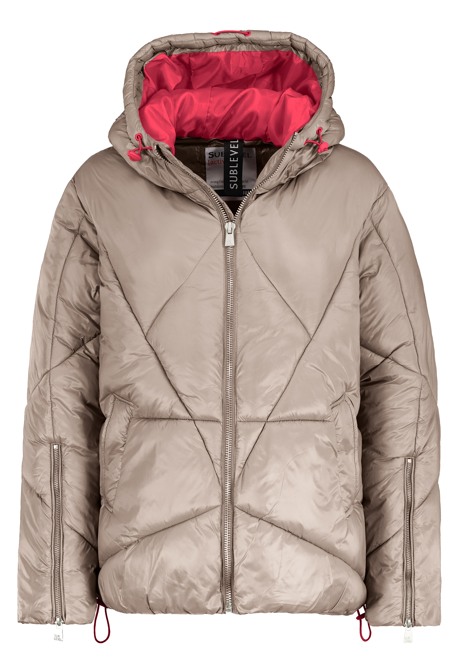 Steppjacke mit Kapuze und Reißverschluss für kühles Wetter Steppjacke mit Kapuze und Reißverschluss für kühles Wetter
