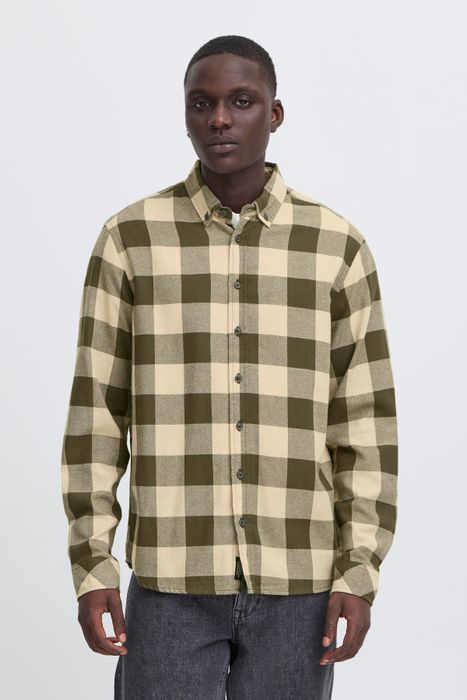 BLEND Gemustertes Langarmshirt aus Baumwolle in Modernem Design, Farbe: Dunkelgrün
