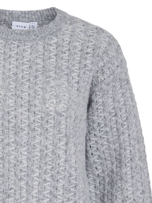 Bequemer, gestreifter Pullover für kalte Wintertage, Farbe: Grau-3
