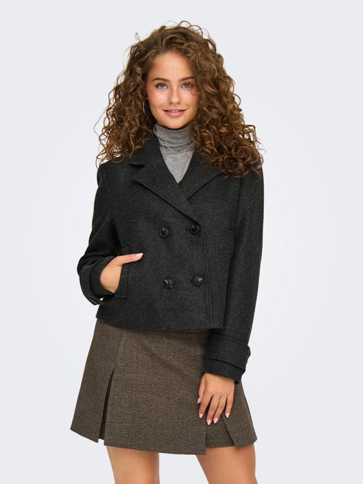 Only Elegante Doppelknopf Jacke mit Revers und Taillenlänge – Dunkelgrau, Bild 3
