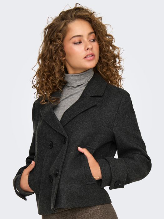 Only Elegante Doppelknopf Jacke mit Revers und Taillenlänge – Dunkelgrau, Bild 6
