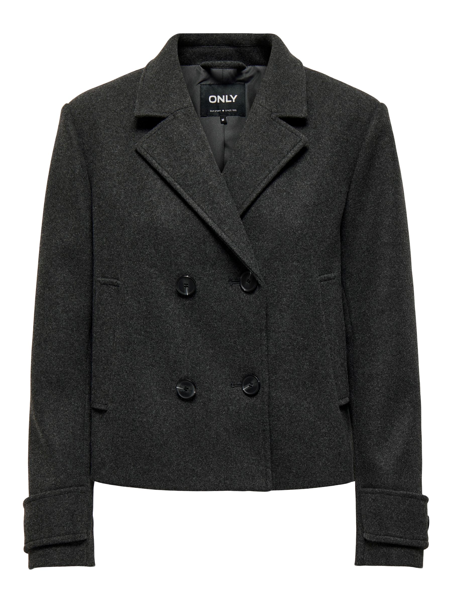 Only Elegante Doppelknopf Jacke mit Revers und Taillenlänge – Dunkelgrau, Bild 1