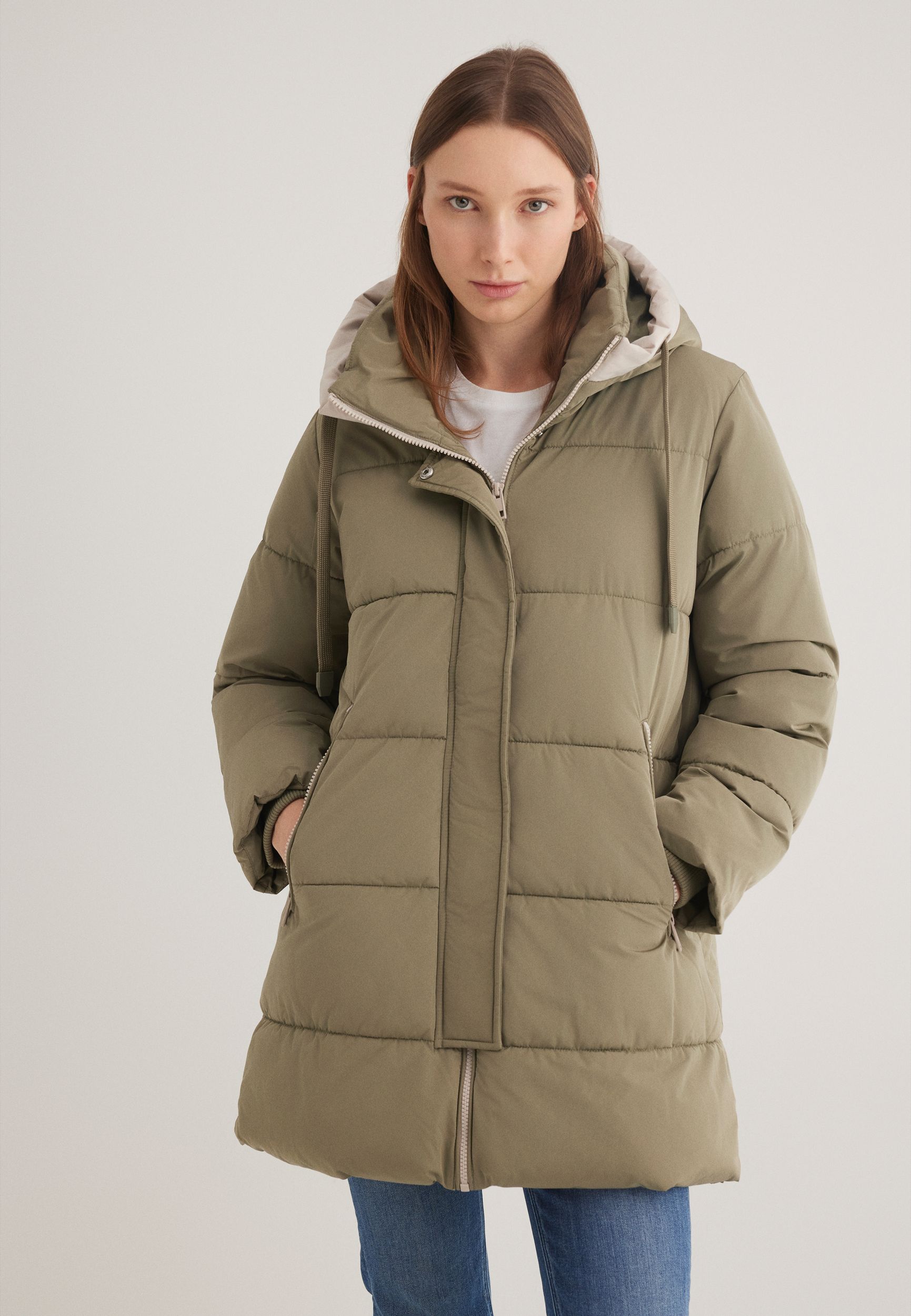 Mavi mavi Steppjacke mit Kapuze Winterjacke Warm mit Taschen – Grün, Bild 2