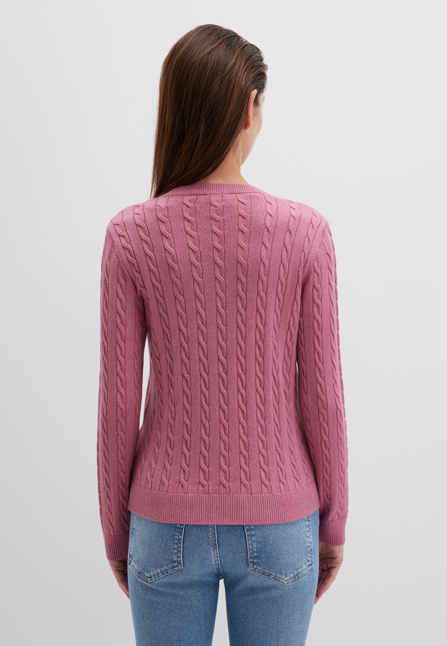 M1710340_70950_2.jpg Klassischer Zopfmuster Strickpullover mit V-Ausschnitt