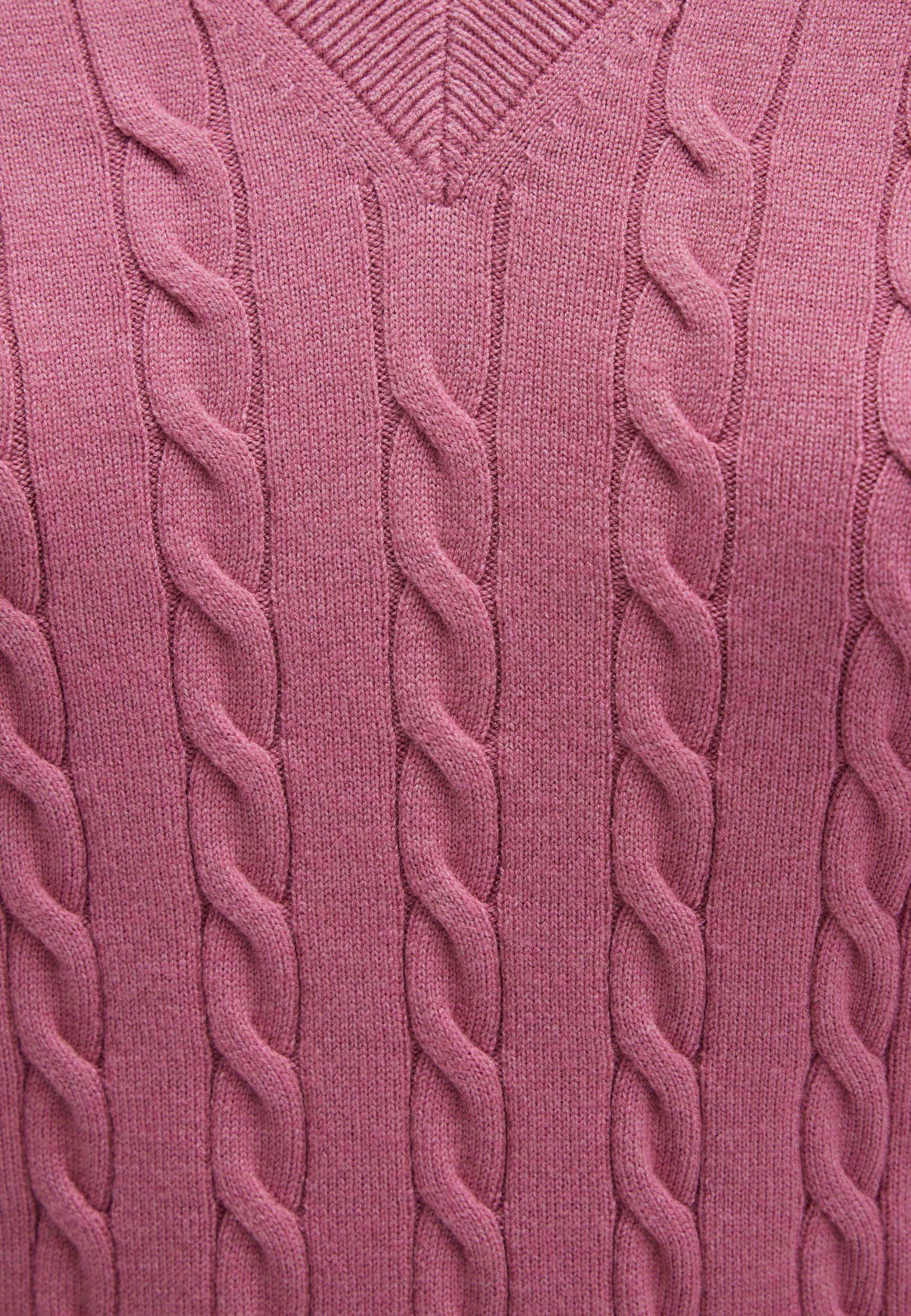 M1710340_70950_4.jpg Klassischer Zopfmuster Strickpullover mit V-Ausschnitt