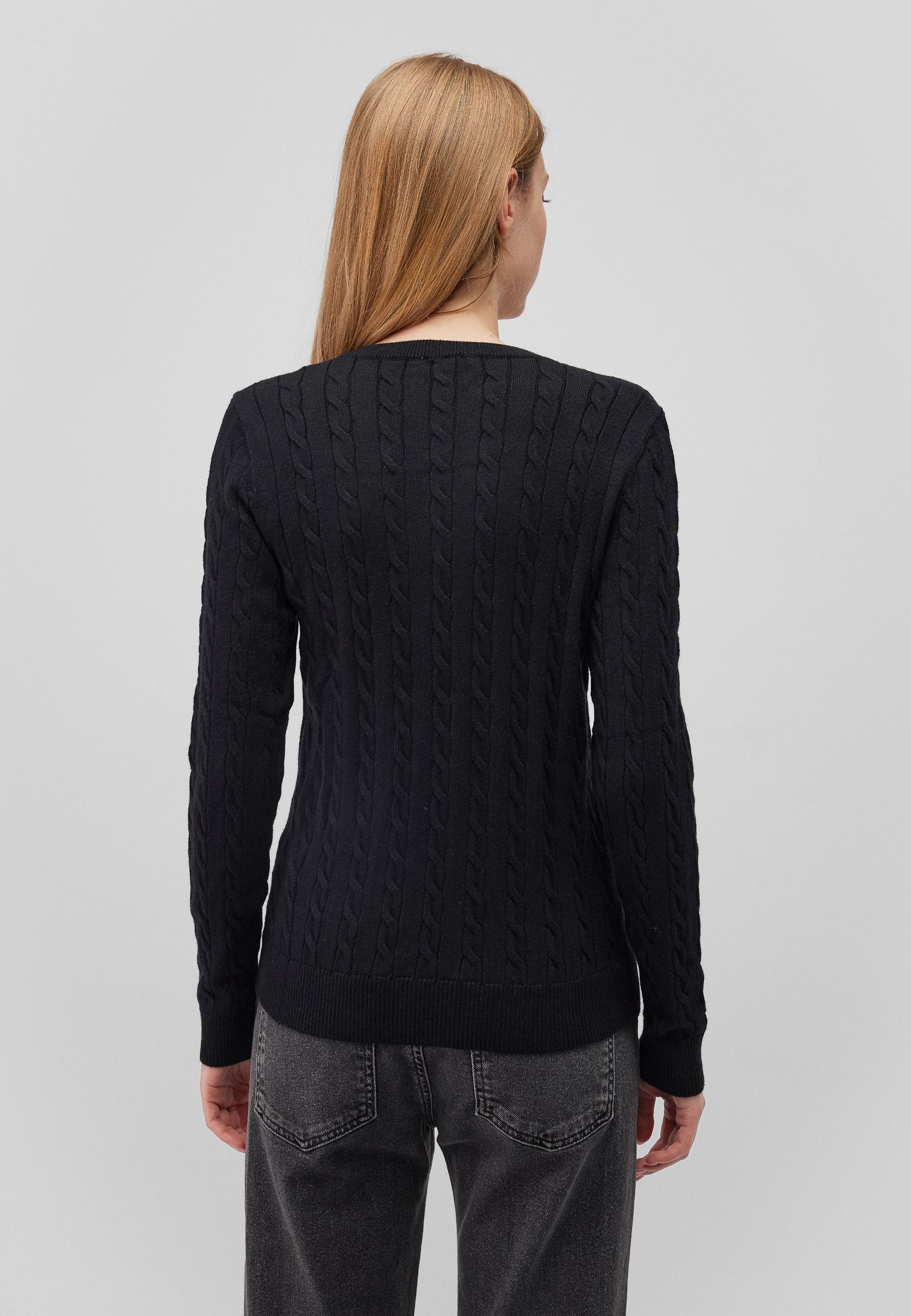 M1710340_900_2.jpg Klassischer Zopfmuster Strickpullover mit V-Ausschnitt