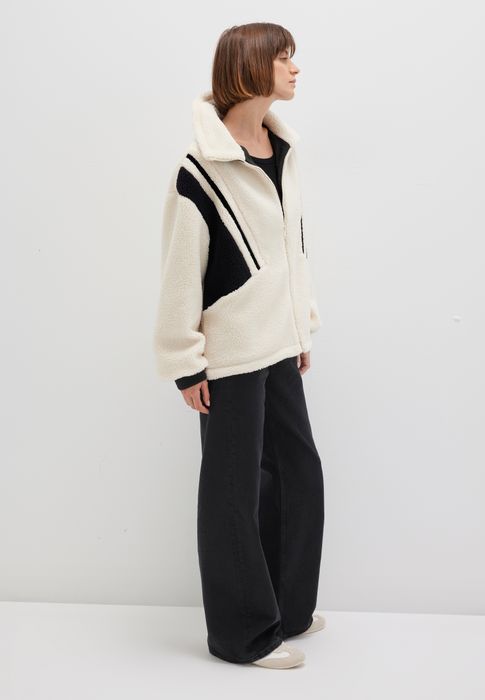 Mavi Teddyjacke mit Kontraststreifen Warm und Weich – Creme, Bild 3