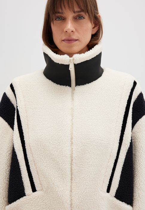 Mavi Teddyjacke mit Kontraststreifen Warm und Weich – Creme, Bild 4