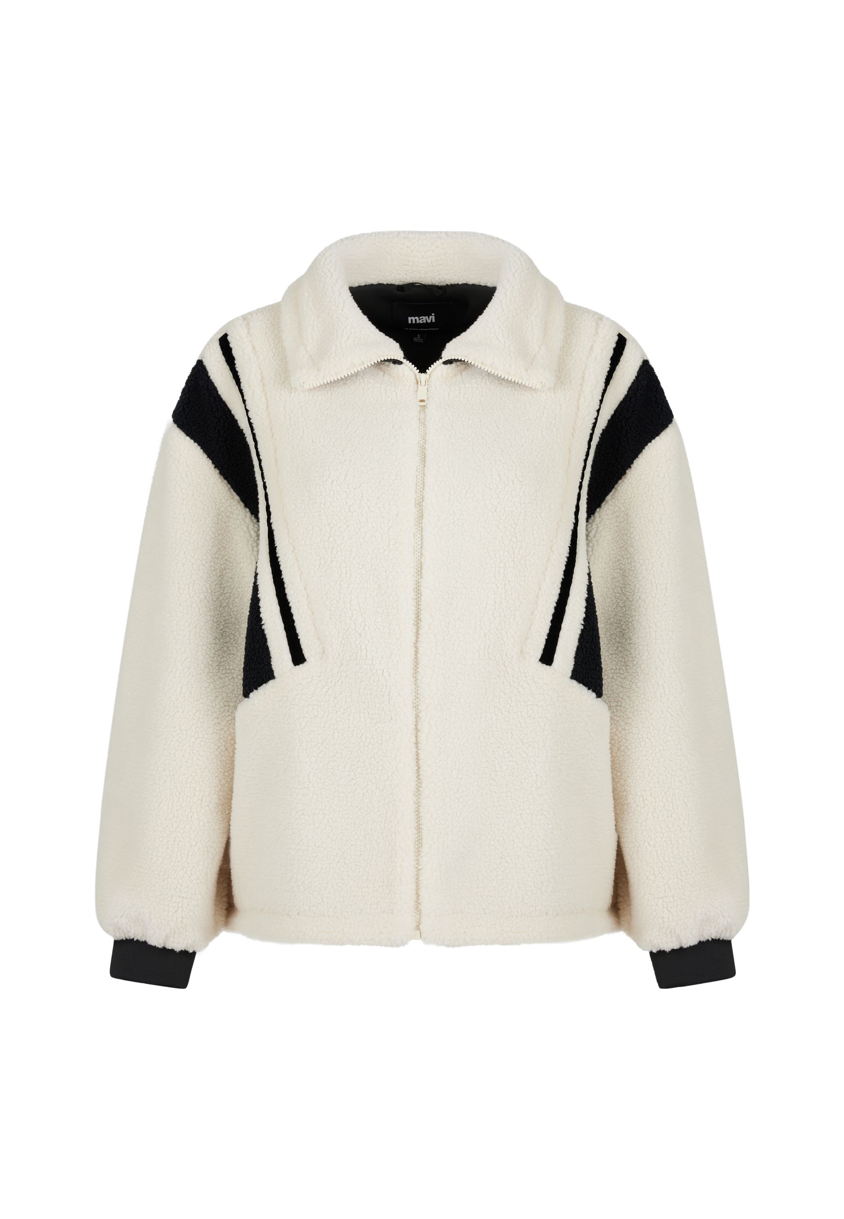 Mavi Teddyjacke mit Kontraststreifen Warm und Weich – Creme, Bild 1
