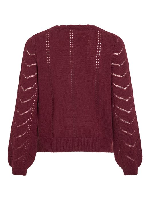 Vila Gestrickte Cardigan mit Zopfmuster und Zierknöpfen – Bordeaux, Bild 3