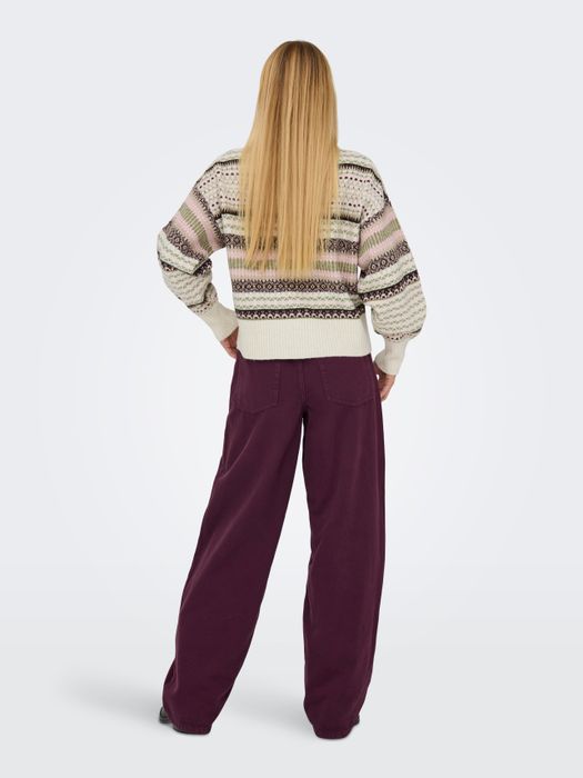 Only Pullover mit geometrischem Muster und Strickdetails – Braun, Bild 5