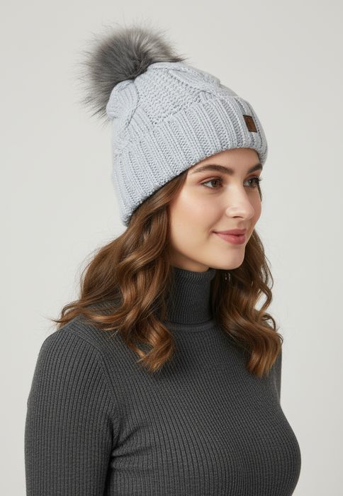 Faera Weiche und warme Strickmütze für kalte Wintertage, Farbe: Blau