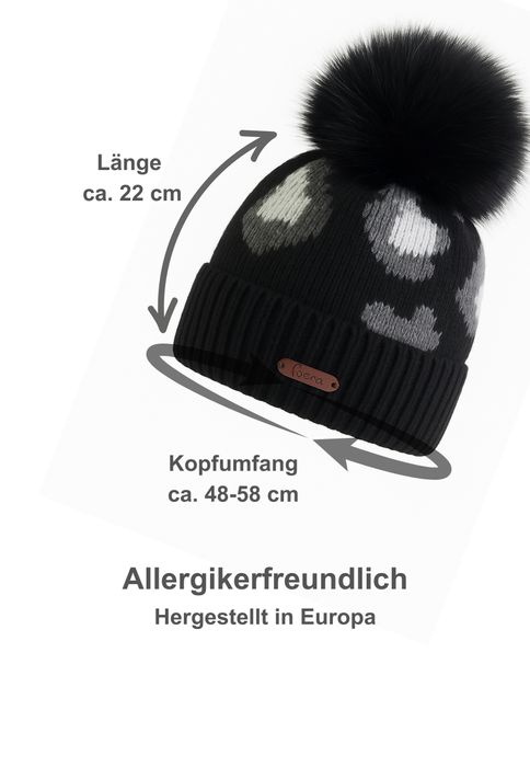 Faera Faera Modische Strickmütze mit Bommel für kalte Tage – Schwarz, Bild 4