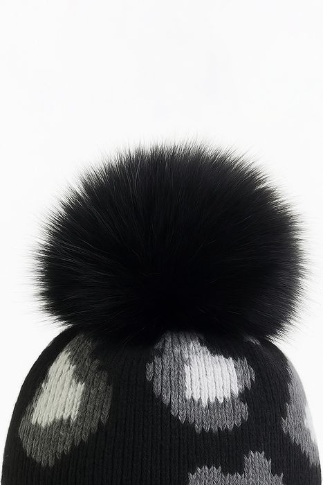 Faera Faera Modische Strickmütze mit Bommel für kalte Tage – Schwarz, Bild 3