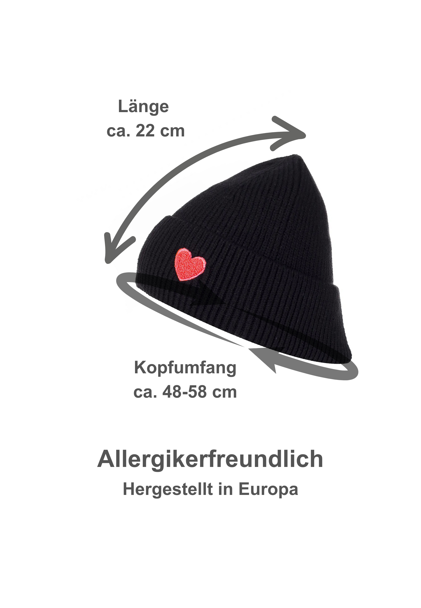 Gemusterte Strickmütze mit Rippbündchen dezenter Stickerei Gemusterte Strickmütze mit Rippbündchen dezenter Stickerei