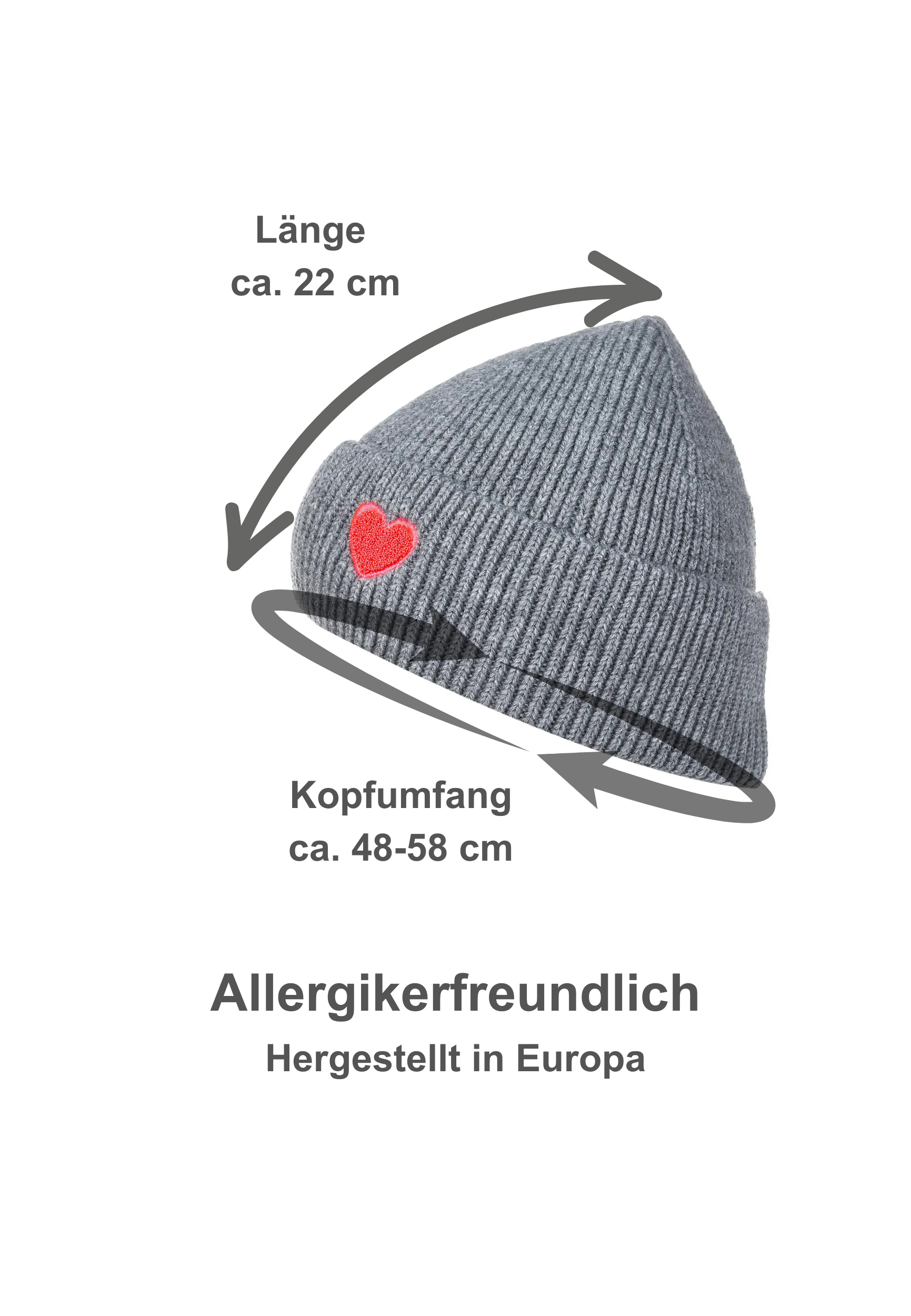 Gemusterte Strickmütze mit Rippbündchen dezenter Stickerei Gemusterte Strickmütze mit Rippbündchen dezenter Stickerei