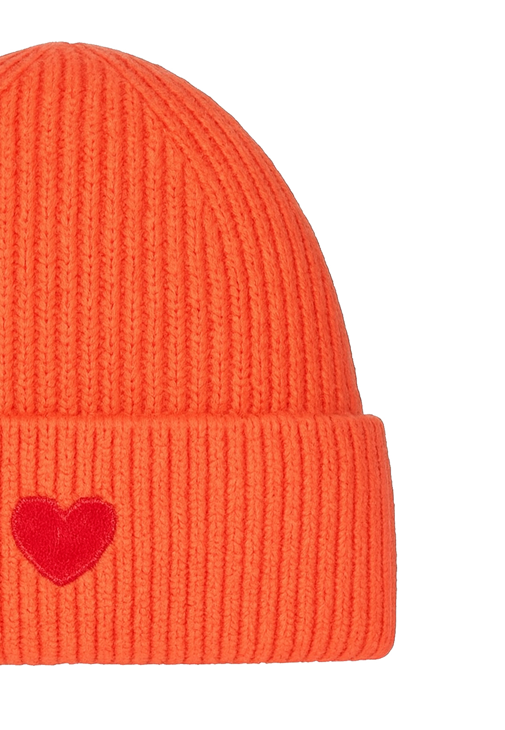 Gemusterte Strickmütze mit Rippbündchen dezenter Stickerei Gemusterte Strickmütze mit Rippbündchen dezenter Stickerei