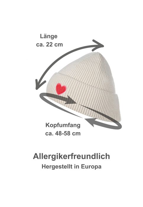 Faera Gemusterte Strickmütze mit Rippbündchen dezenter Stickerei – Creme, Bild 4