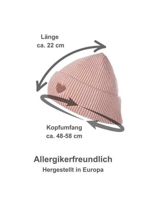 Faera Gemusterte Strickmütze mit Rippbündchen dezenter Stickerei – Rosa, Bild 4