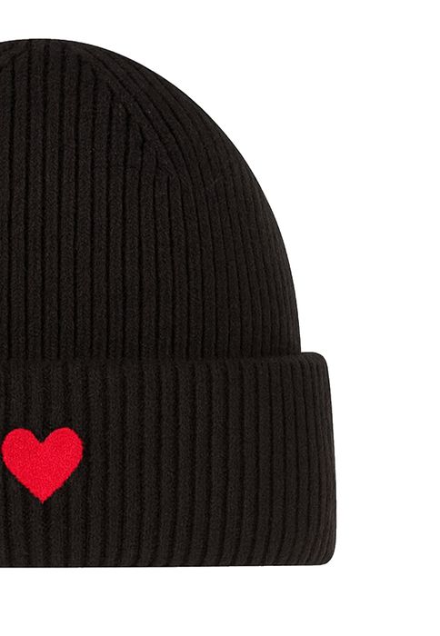 Faera Gemusterte Strickmütze mit Rippbündchen dezenter Stickerei – Schwarz, Bild 3