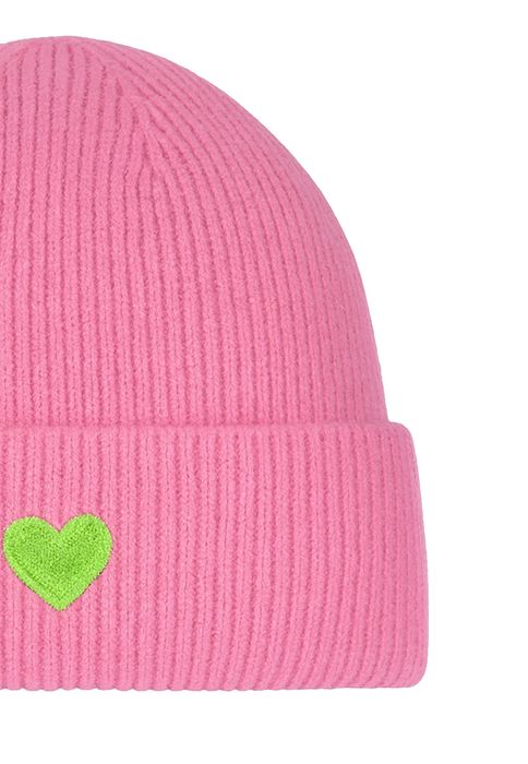 Faera Gemusterte Strickmütze mit Rippbündchen dezenter Stickerei – Pink, Bild 3