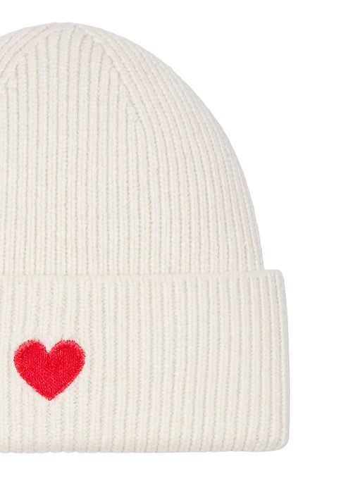 Faera Gemusterte Strickmütze mit Rippbündchen dezenter Stickerei – Creme, Bild 3