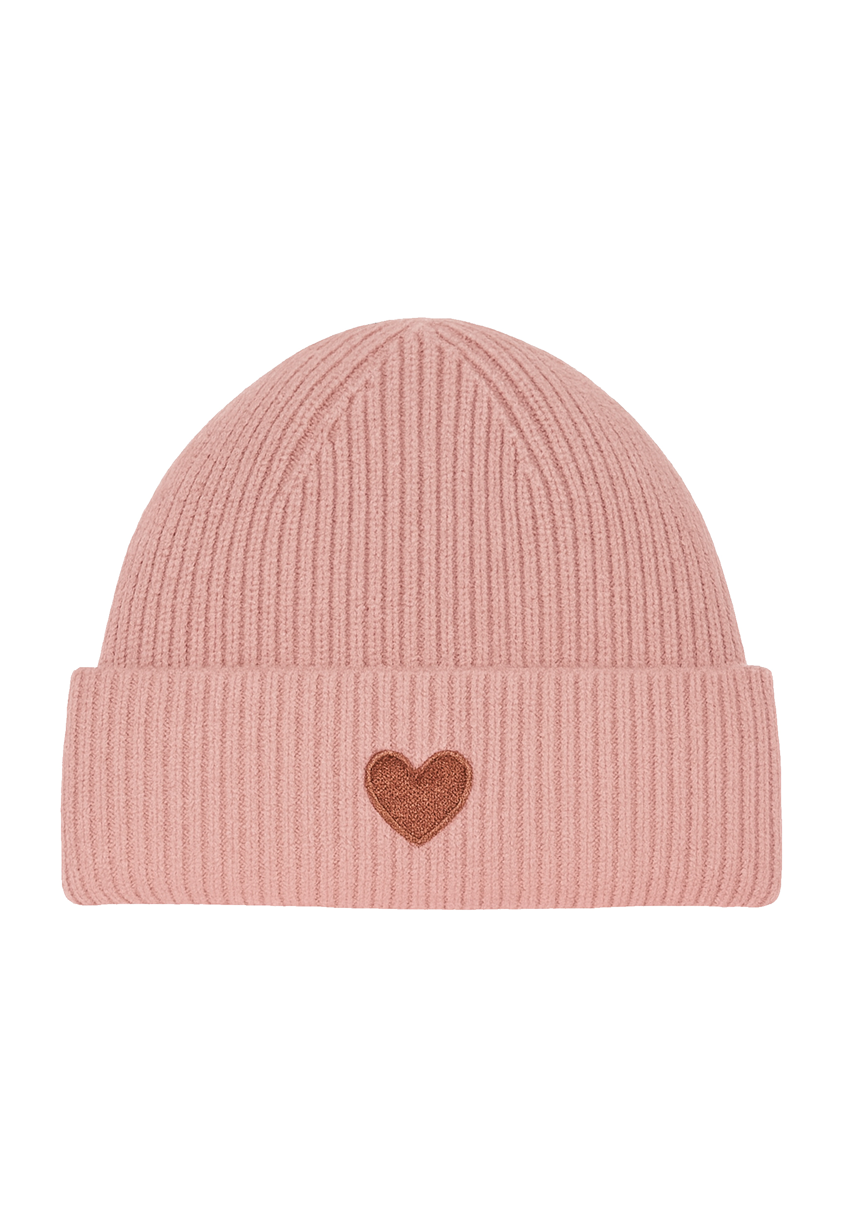 Faera Gemusterte Strickmütze mit Rippbündchen dezenter Stickerei – Rosa, Bild 1