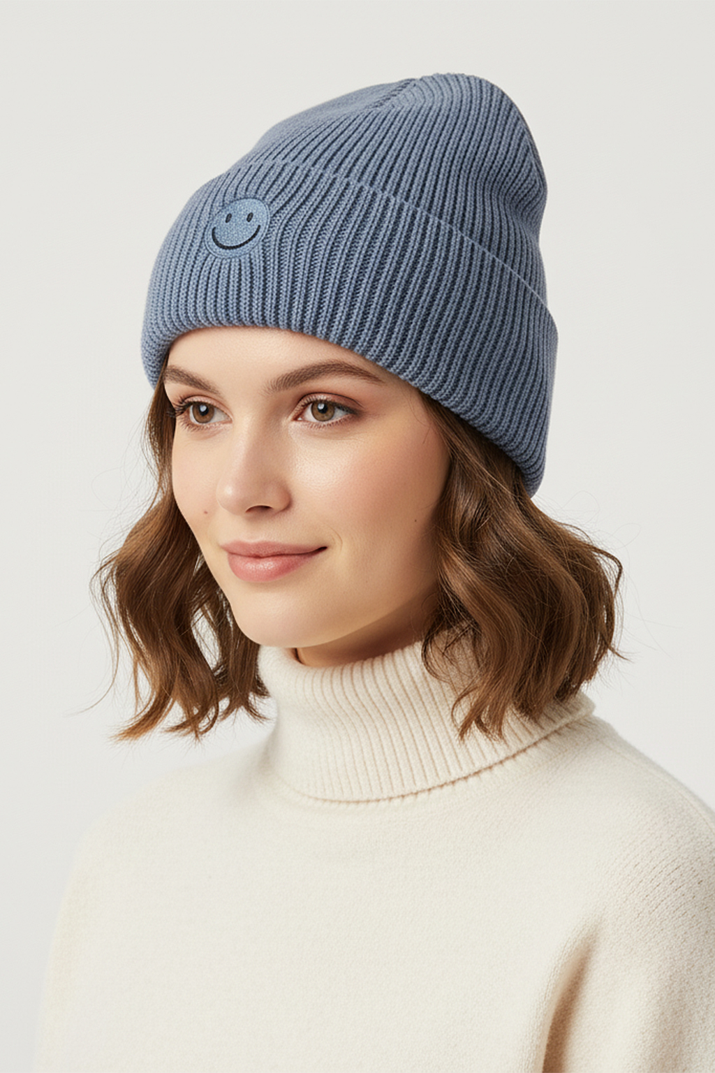 Strickmütze mit Smiley-Stickerei Strickmütze mit Smiley-Stickerei
