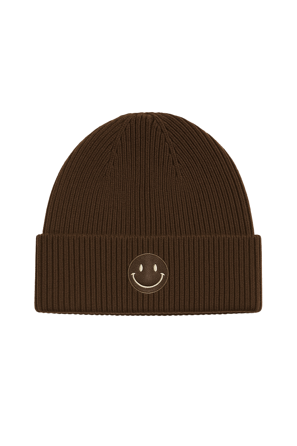 Faera Strickmütze mit Smiley-Stickerei – Dunkelbraun, Bild 1