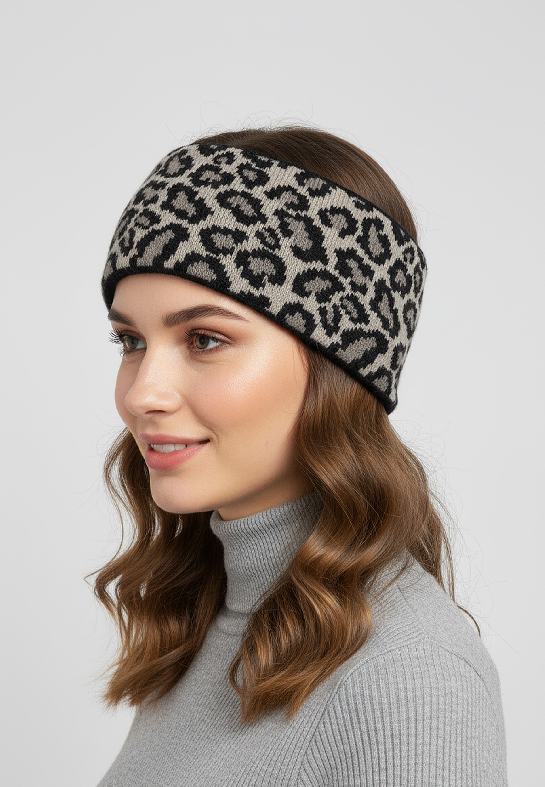 Leop-Print Stirnband aus Strick Modisch Warm Leop-Print Stirnband aus Strick Modisch Warm
