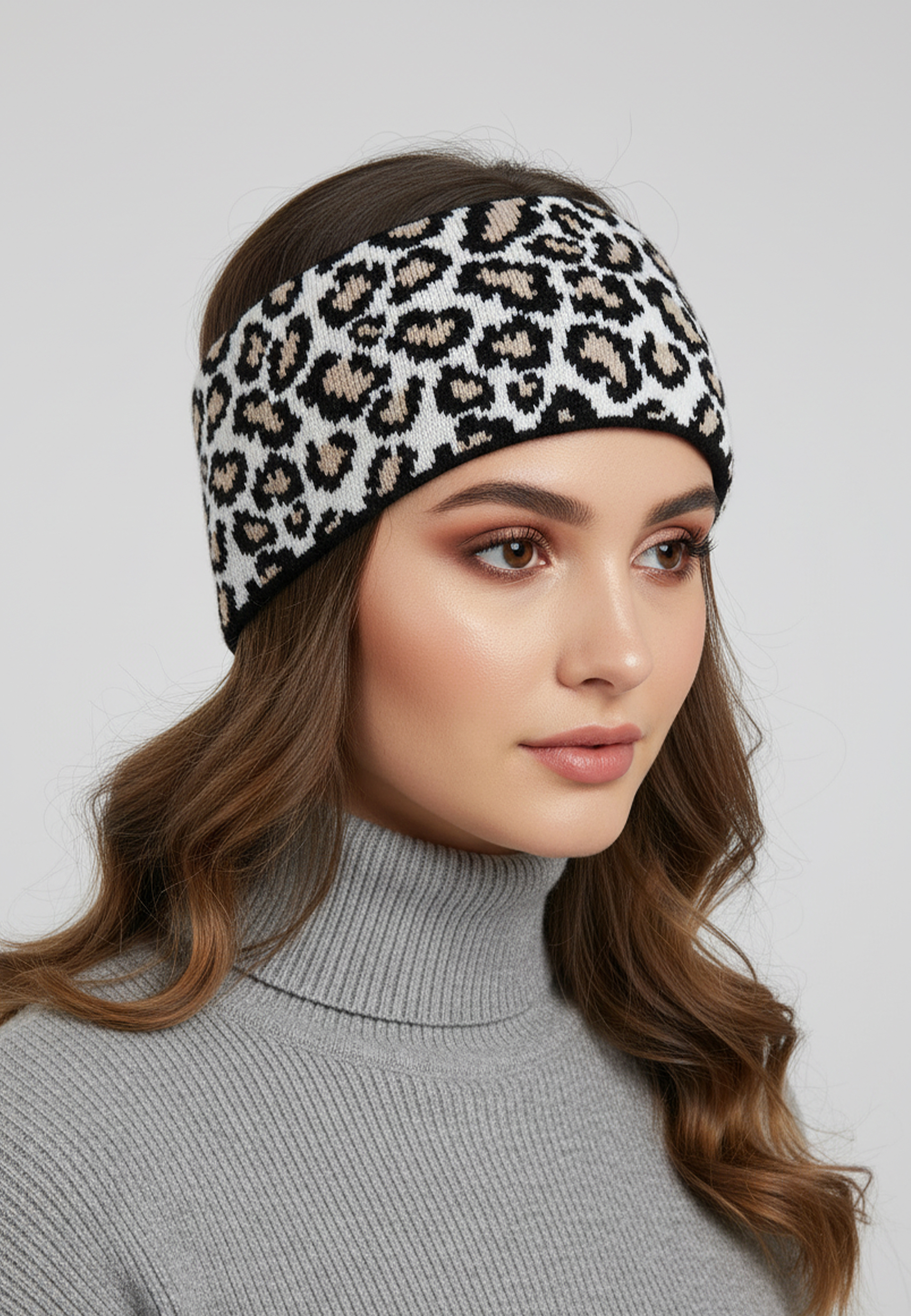 Leop-Print Stirnband aus Strick Modisch Warm Leop-Print Stirnband aus Strick Modisch Warm